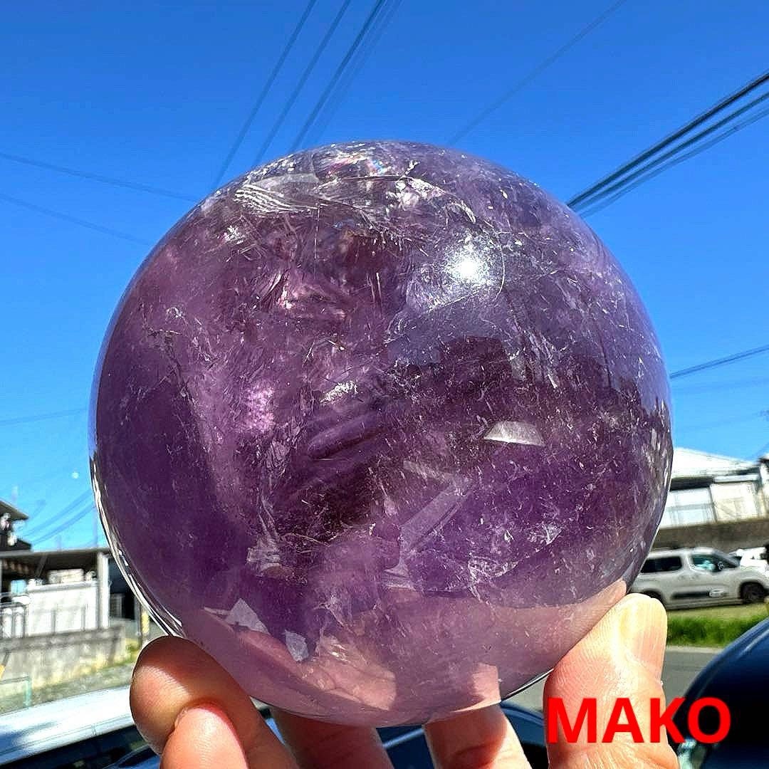 M1776☆アメジスト丸玉直径120mm2.4Kg☆天然石☆N50601-A