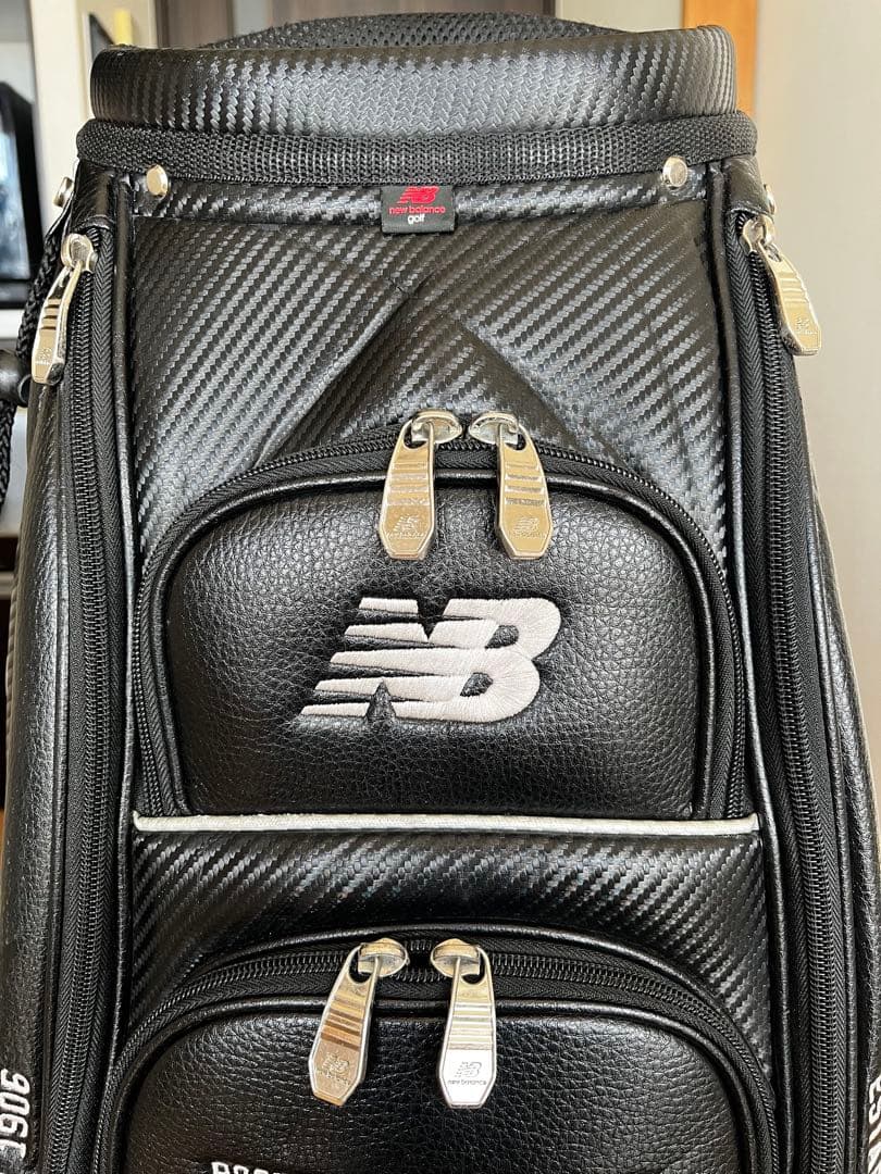 良品　人気ニューバランスゴルフ 9.0型 カート型キャディバッグ 　レザー調　黒