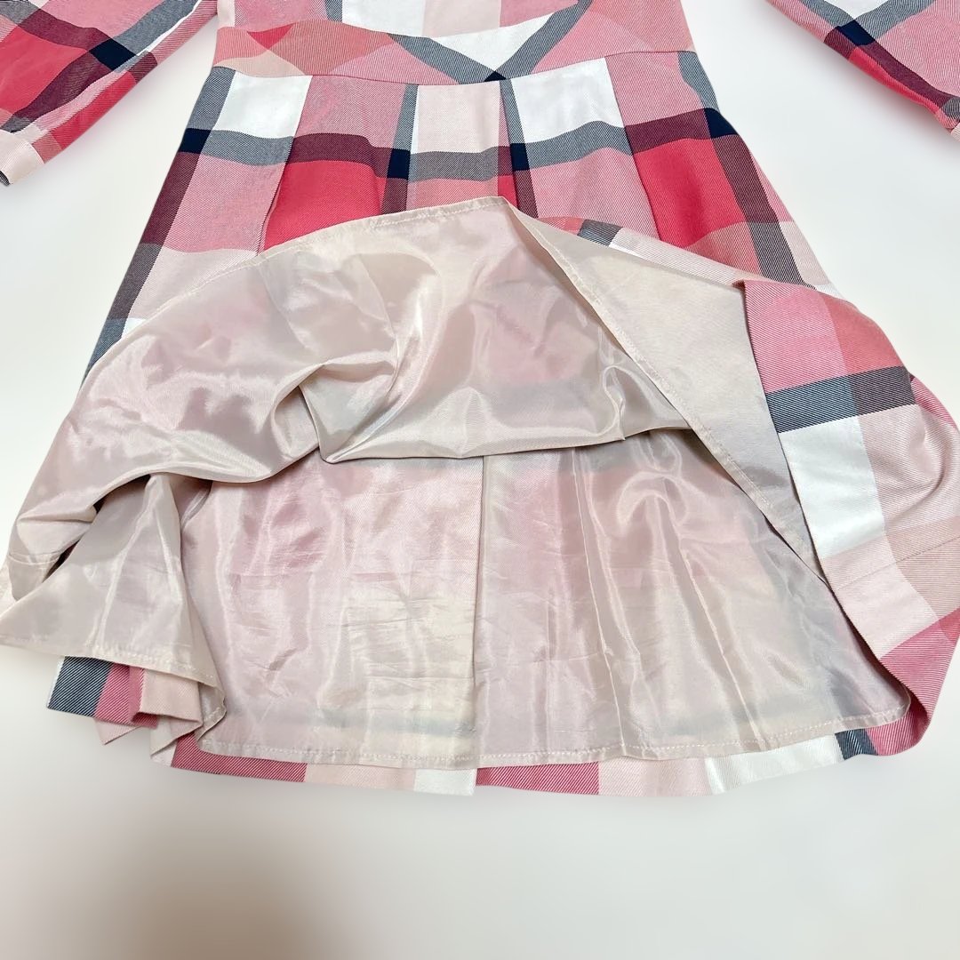 ★美品★ BLUELABEL クレストブリッジチェック　膝丈ワンピース　Lリボン