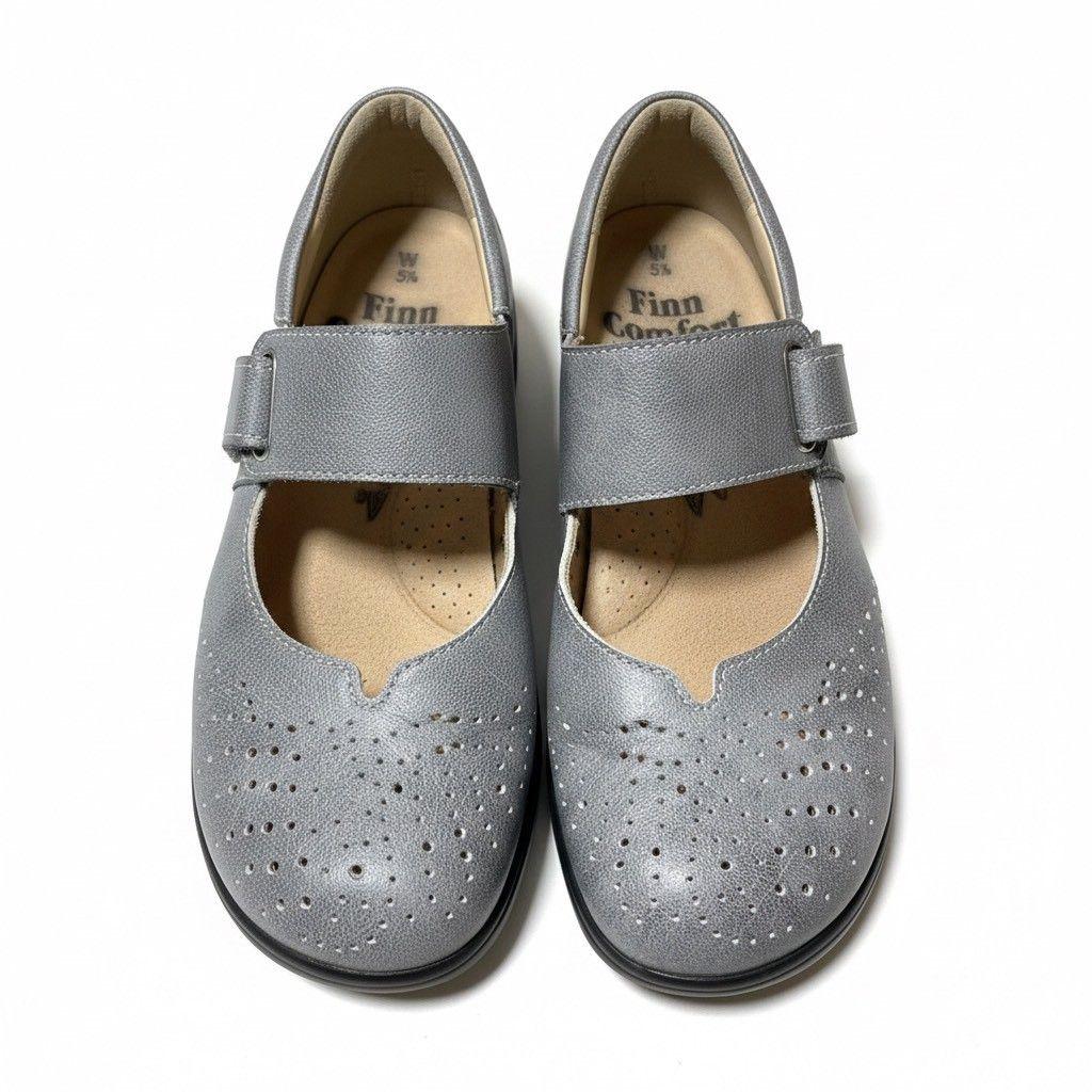 Finn Comfort ウォーキングシューズ ベルクロ　ハドソン　グレー