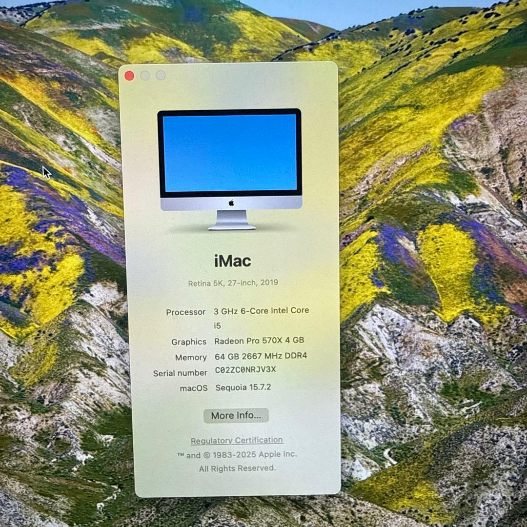 iMac 2019 27インチ5K 64GB 1TBFD