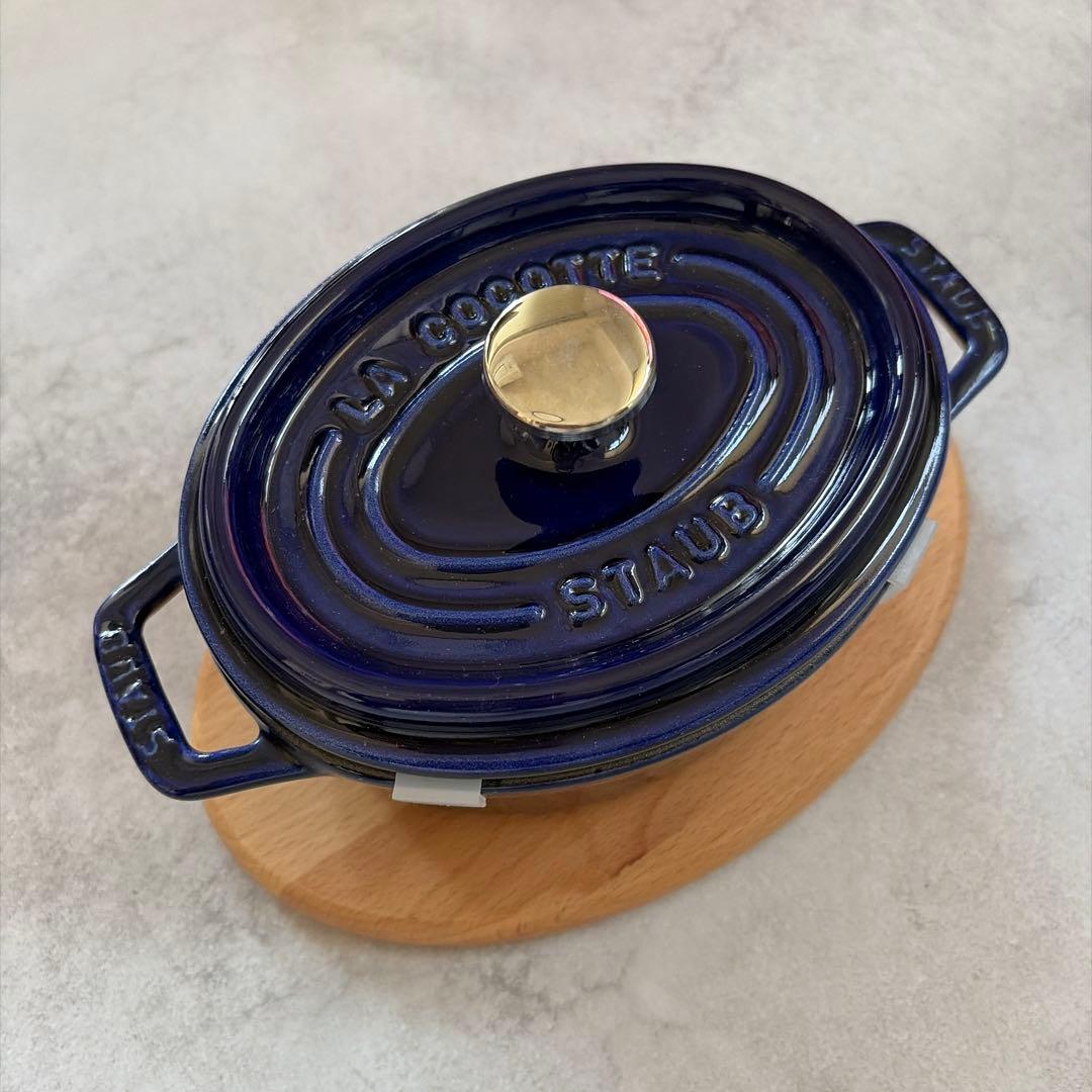 【美品】ピコ・ココット オーバル 15cm グランブルー Staub ストゥーブ