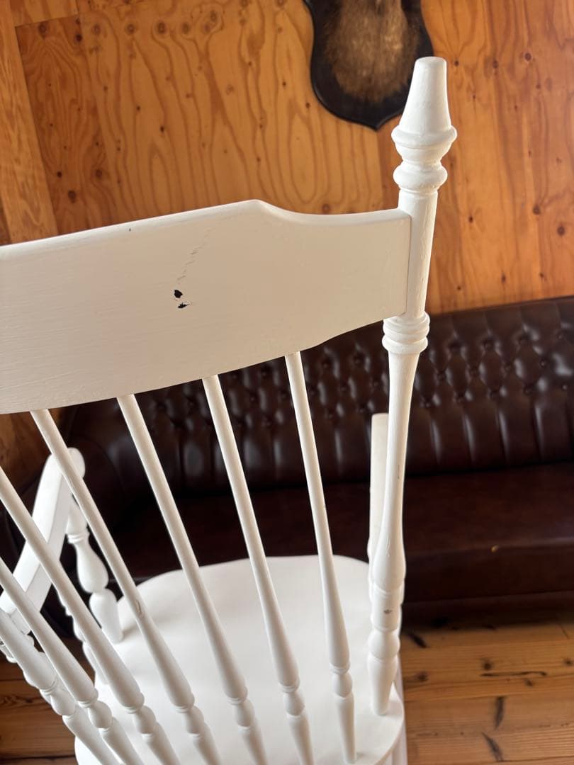 ホワイトペイント白い木製ロッキングチェアヴィンテージシャビーシックフレンチロココ