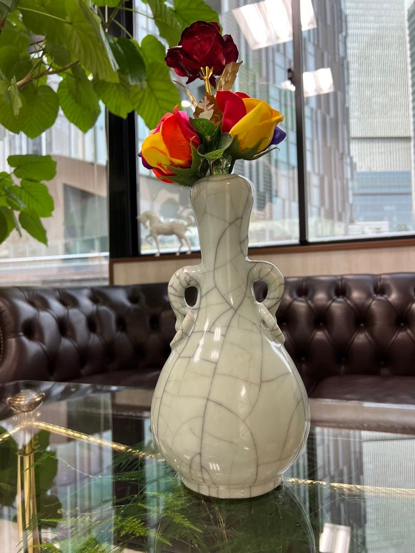 中国元明模倣宗朝官窯花瓶　骨董唐物古美術品アンティーク江戸　コレクション　青磁