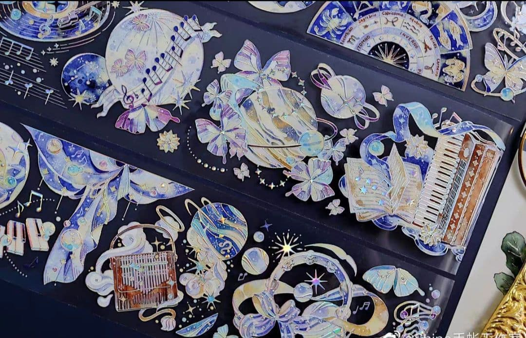 巻売 280★ 海外 マスキングテープ マステ PET 装飾 蝶 音楽 虹光