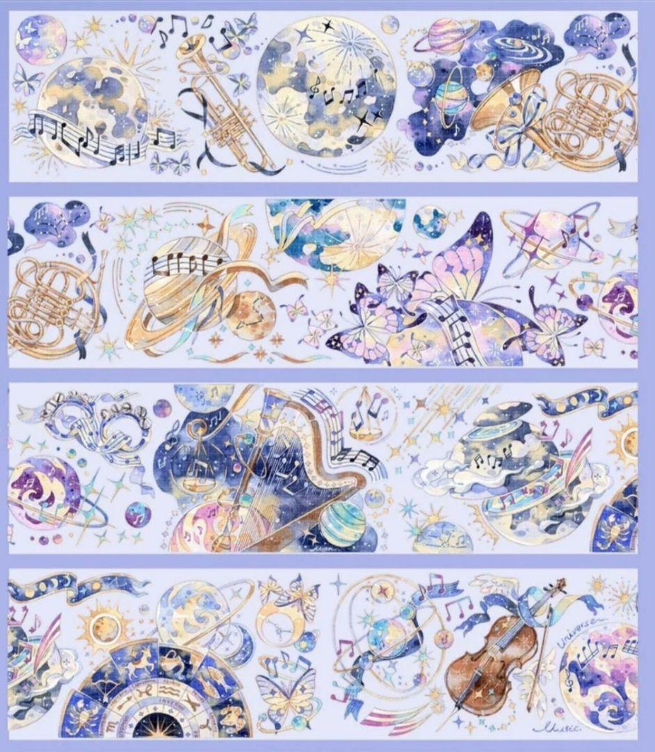 巻売 280★ 海外 マスキングテープ マステ PET 装飾 蝶 音楽 虹光