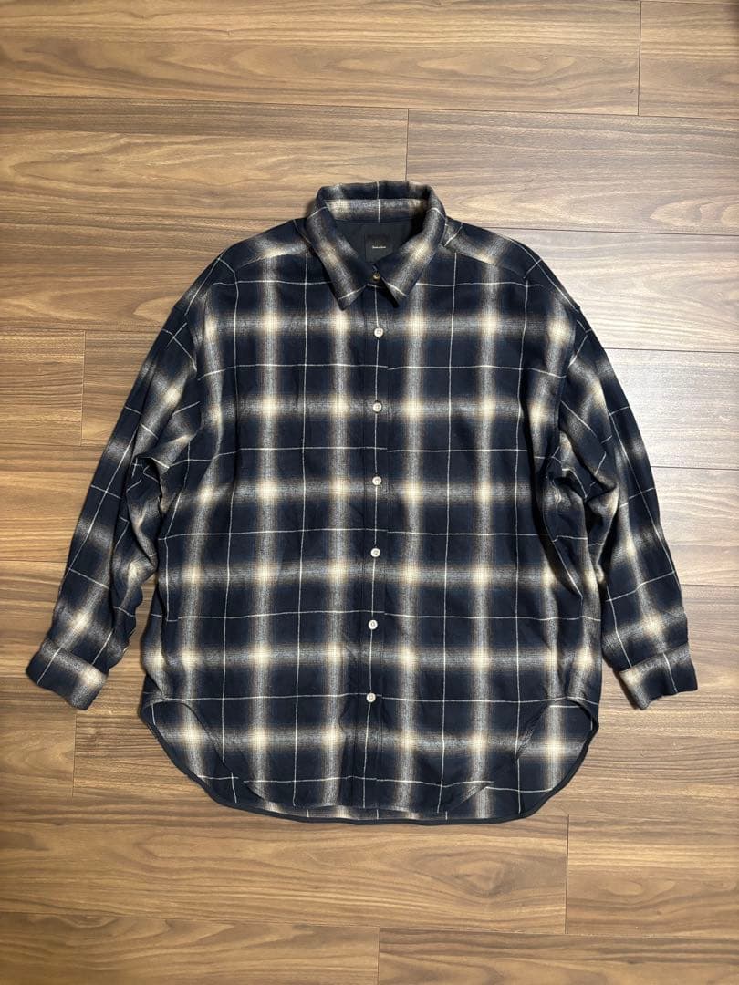 Spick and Spanメタルボタンオンブレーチェックルーズシャツ