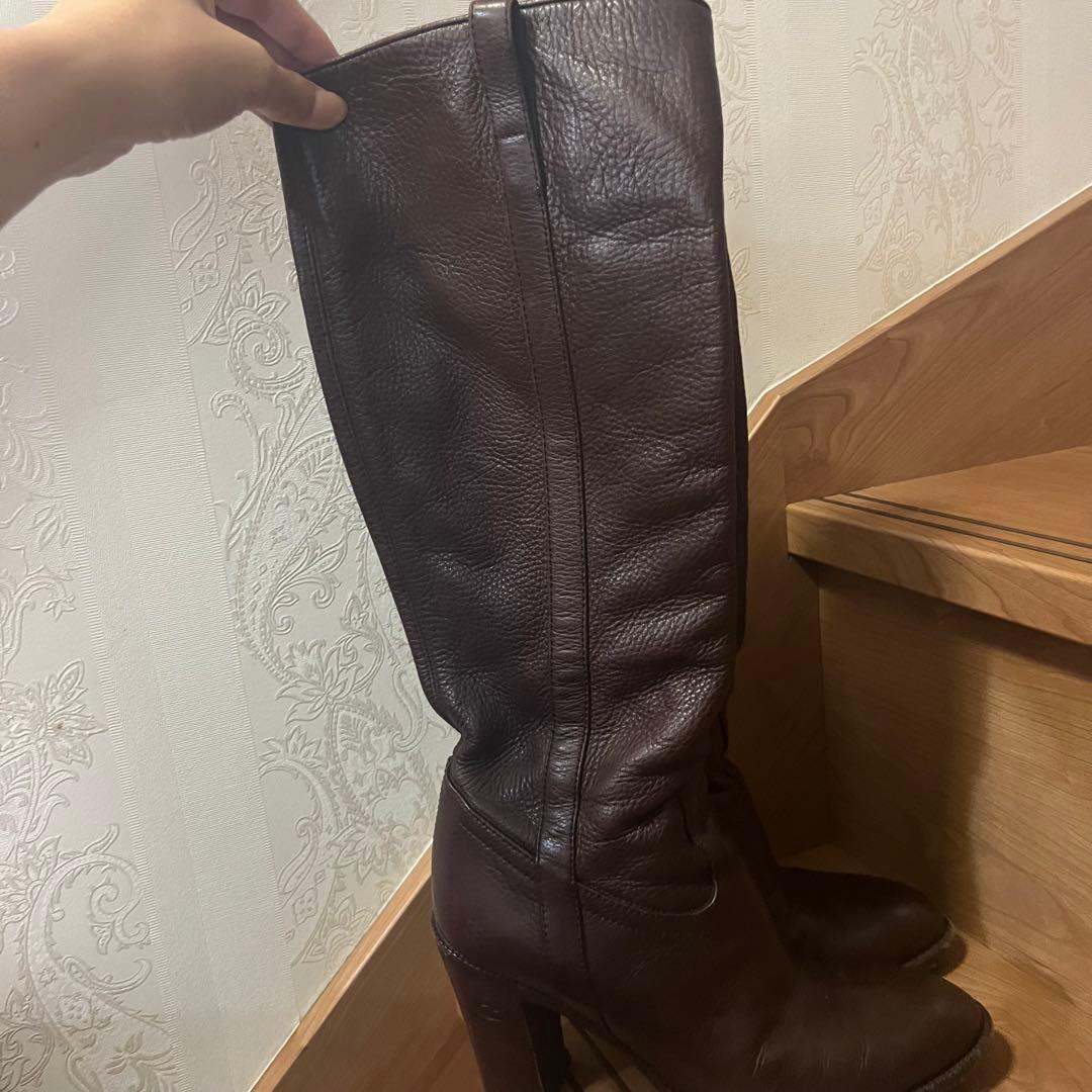 年末お値下げ！グッチ　ブラウン レザー ロングブーツ