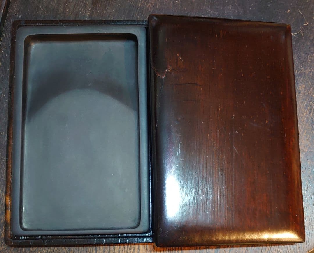 【中国文房具】『端渓硯／裏面 端渓硯産出坑地図』箱 衣装箱 外装箱