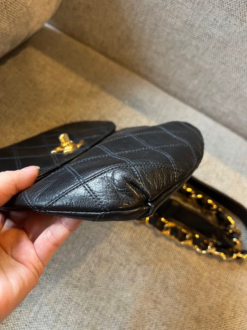 CHANEL ビコローレ　ウエストポーチ　ブラックレザー ショルダー