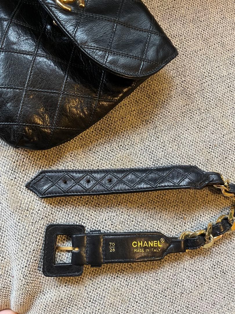 CHANEL ビコローレ　ウエストポーチ　ブラックレザー ショルダー