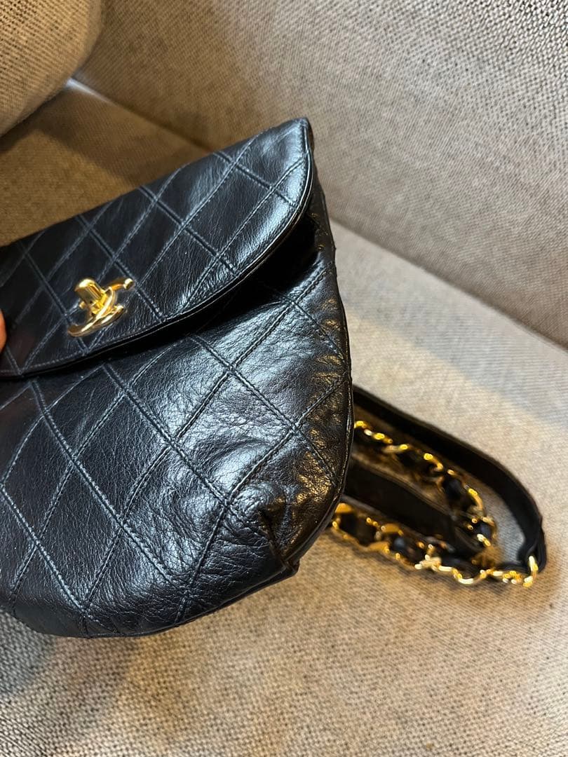 CHANEL ビコローレ　ウエストポーチ　ブラックレザー ショルダー