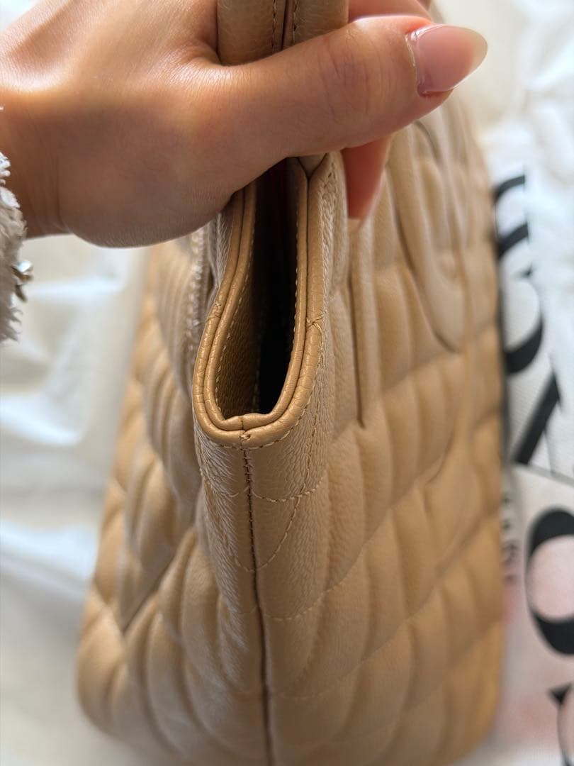 CHANEL ベージュ 復刻トートキャビアスキン トート/ハンドバッグ
