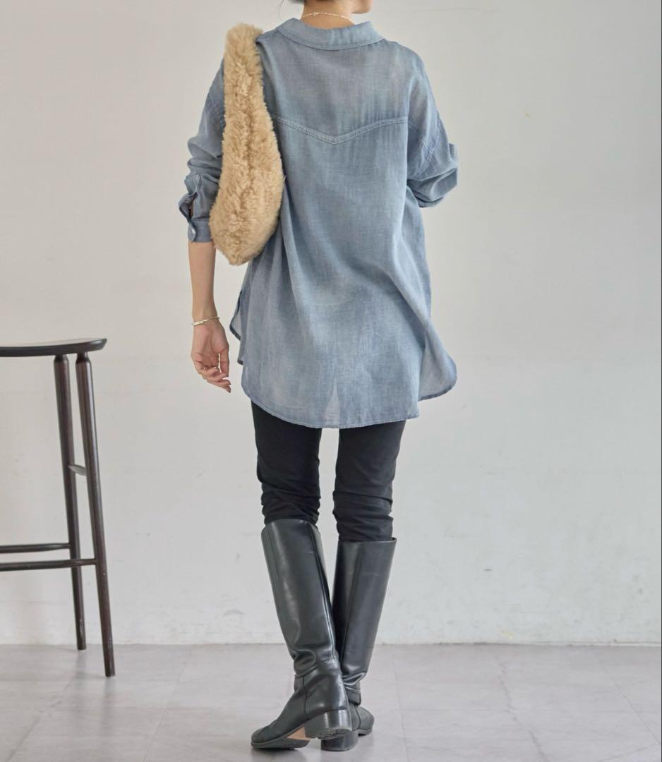 ビアズリー 《FRIPIER》シフォンデニムシャツ　Fサイズ