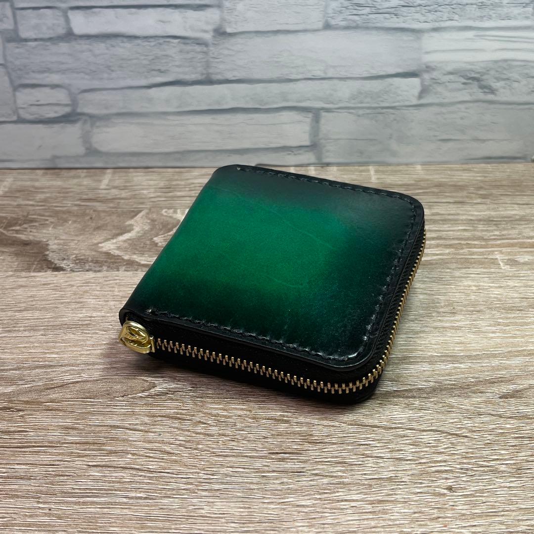 ミドルルアーワレット　本革レザー　手染めアンティークグリーン　ハンドメイド　渓流