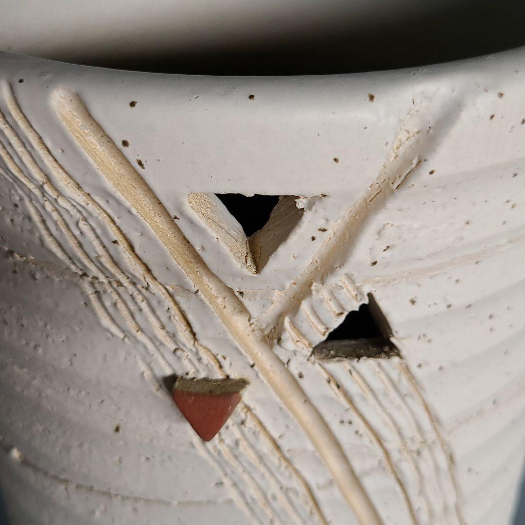 信楽焼 スリム 傘立てウェーブ  高さ５７cm