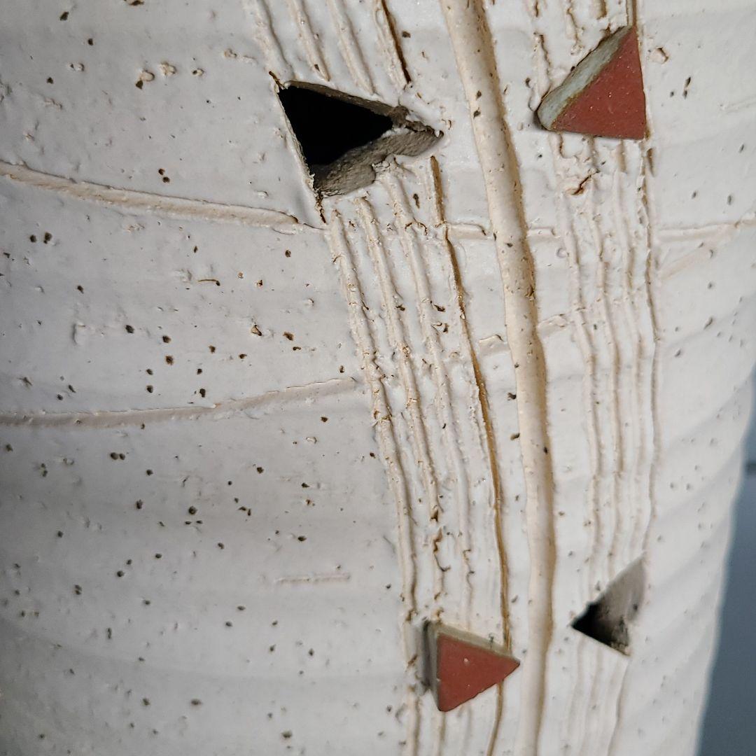 信楽焼 スリム 傘立てウェーブ  高さ５７cm