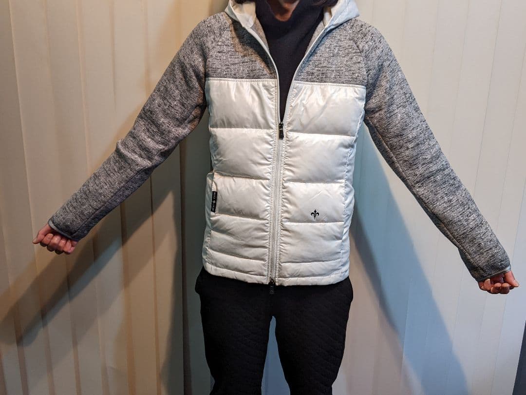 ロックデュード　ダウンジャケット　異素材　ニット　パーカー　ゴルフ　ウェア　白