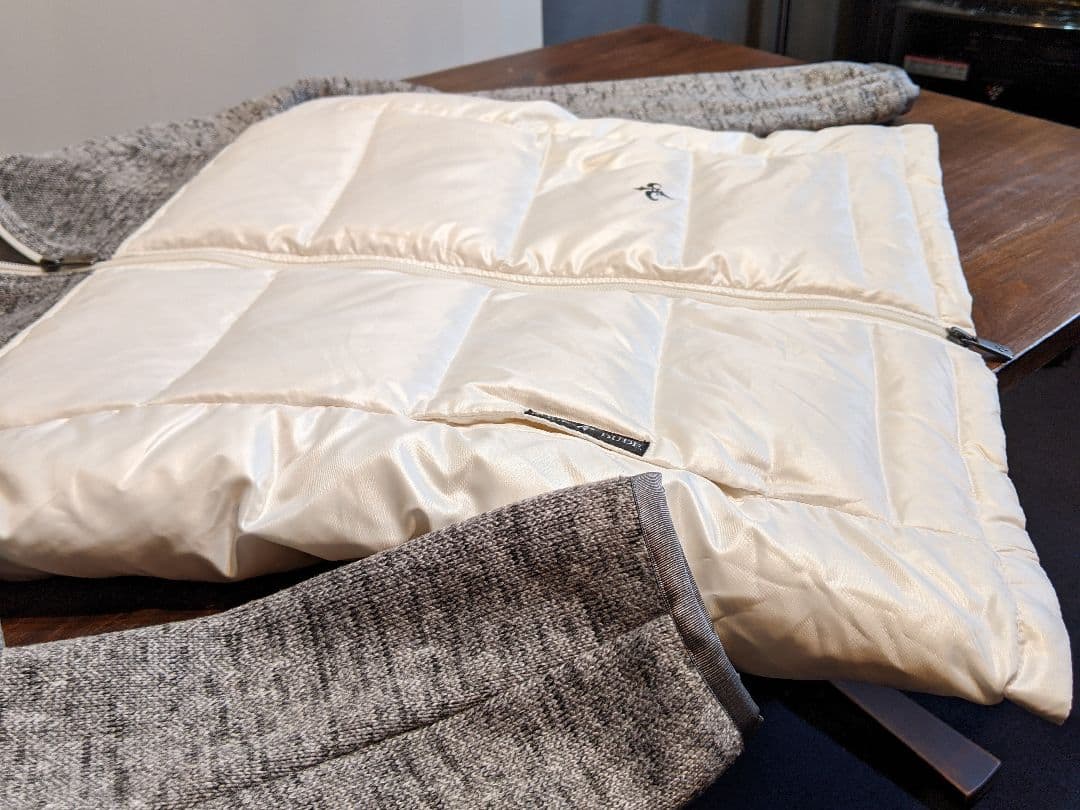 ロックデュード　ダウンジャケット　異素材　ニット　パーカー　ゴルフ　ウェア　白