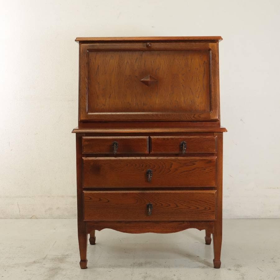 値下三越家具ブルージュ ライティングビューロー オーク無垢 英国アンティーク調