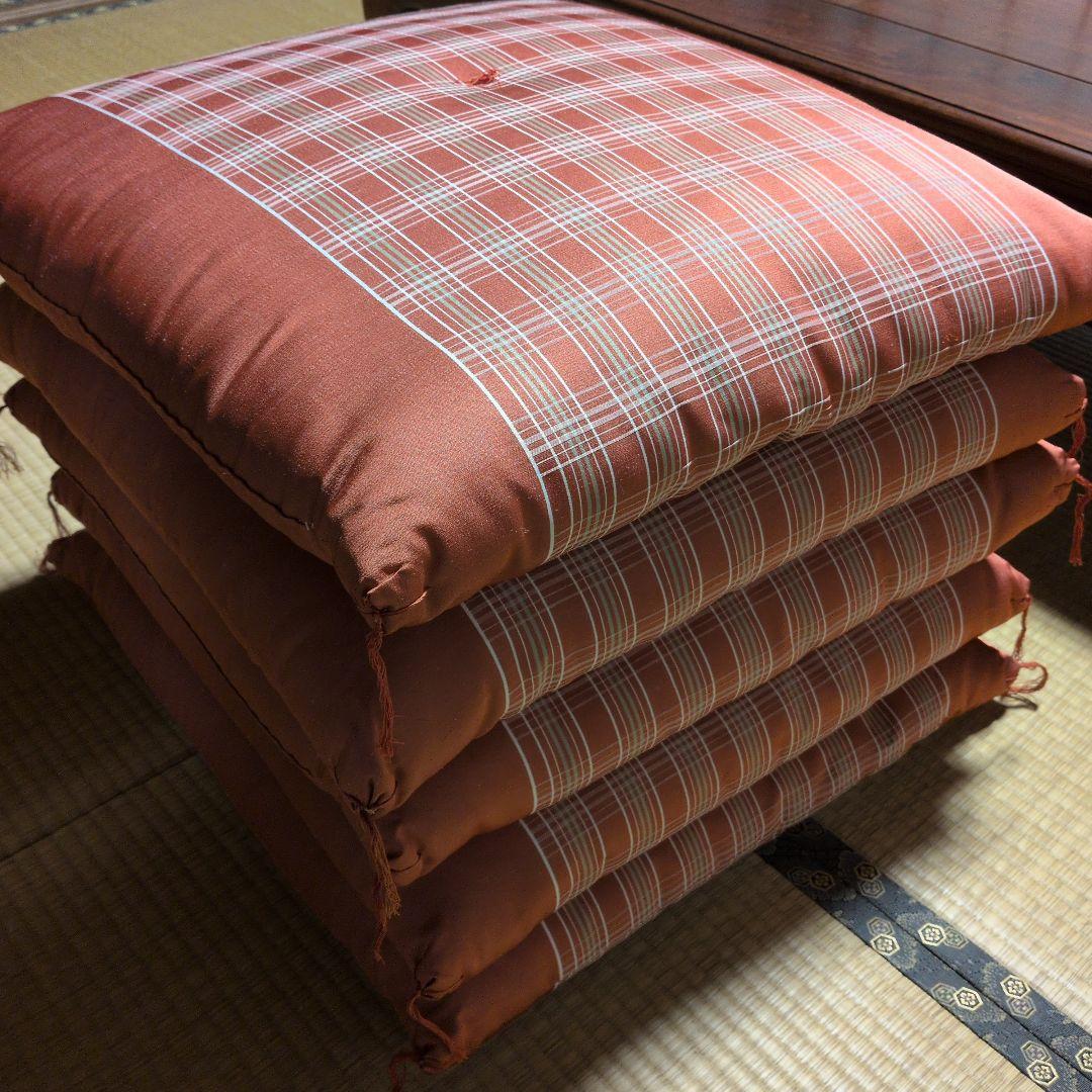 八端判 座布団 ピンク系 チェック柄 5枚組 百貨店購入 新品未使用