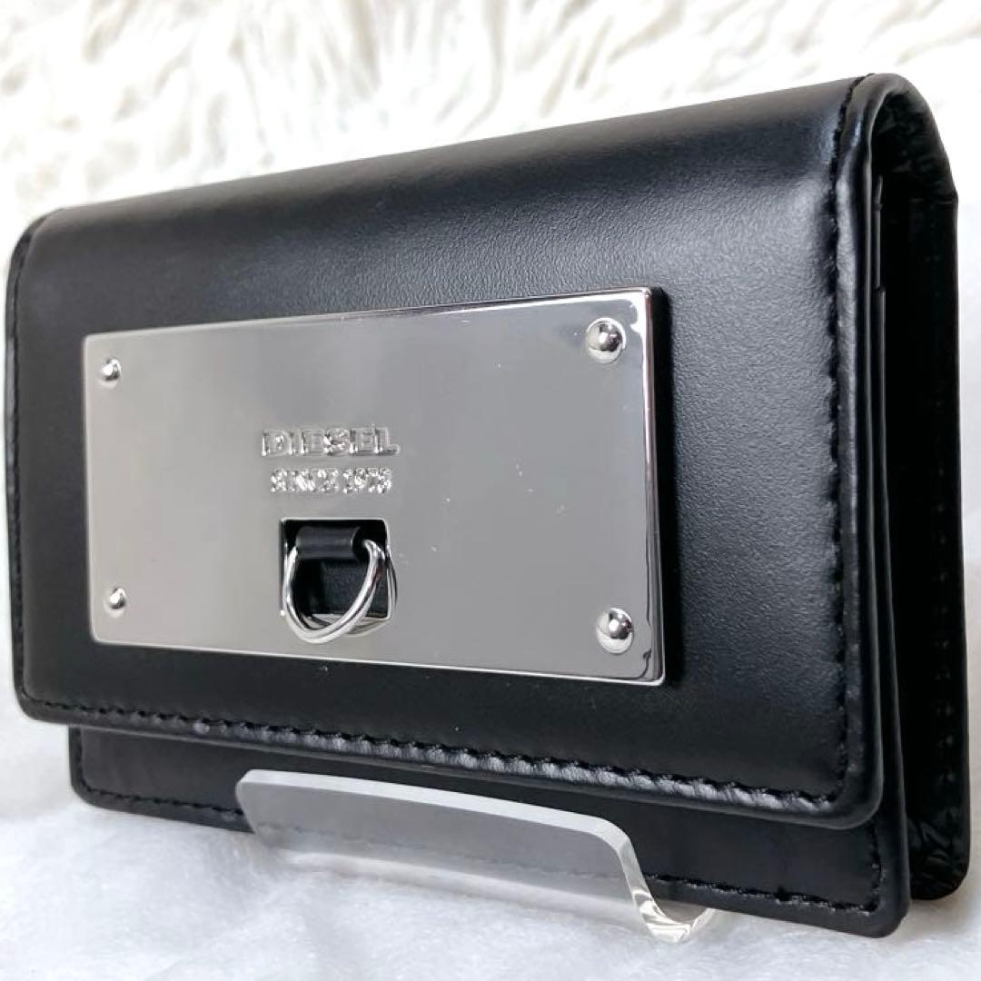 ノンちゃん タグ ディーゼル 名刺入れ カードケース ブラック 牛革