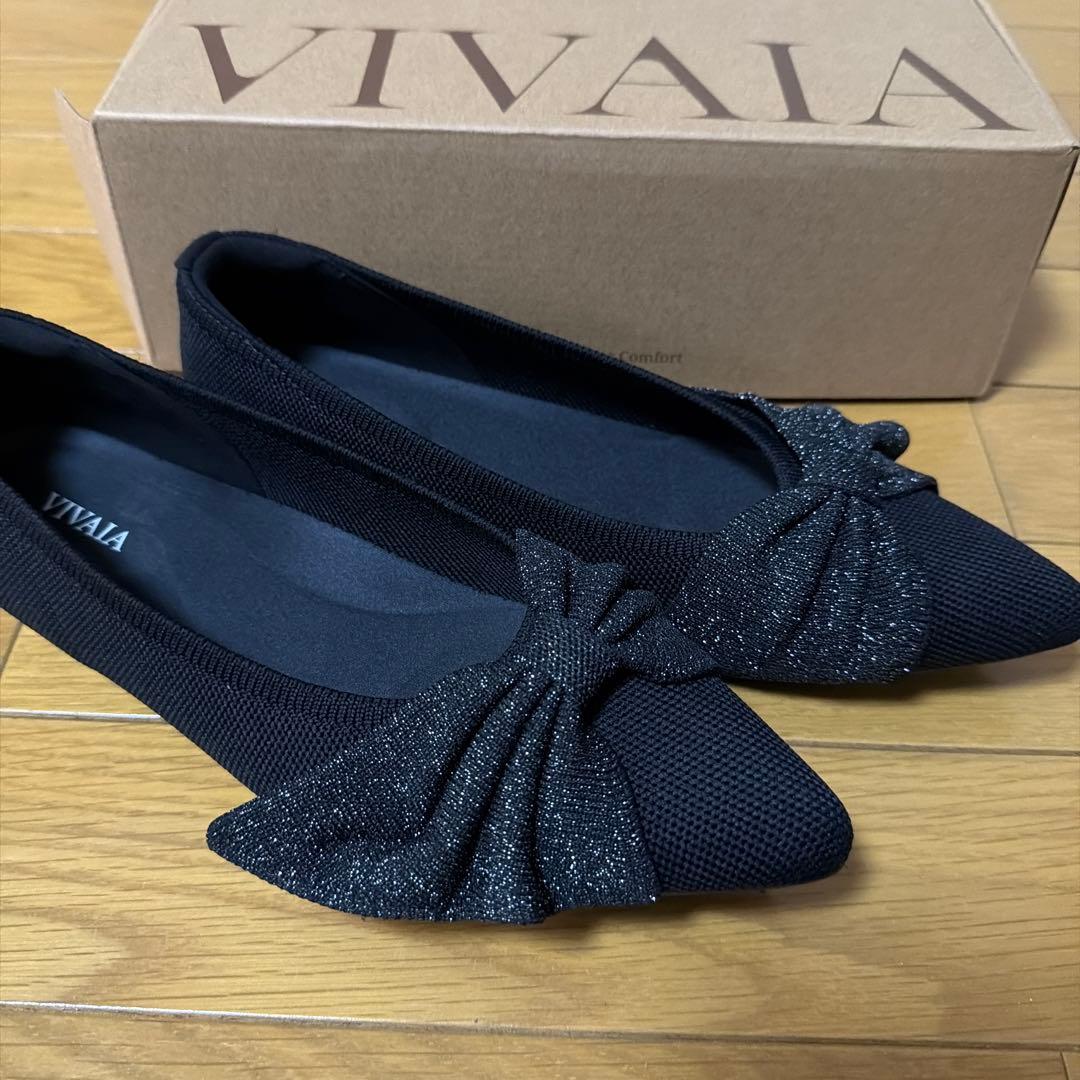 ⭐︎おまけ付き⭐︎VIVAIA ポインテッドトゥ リボン付き フラット