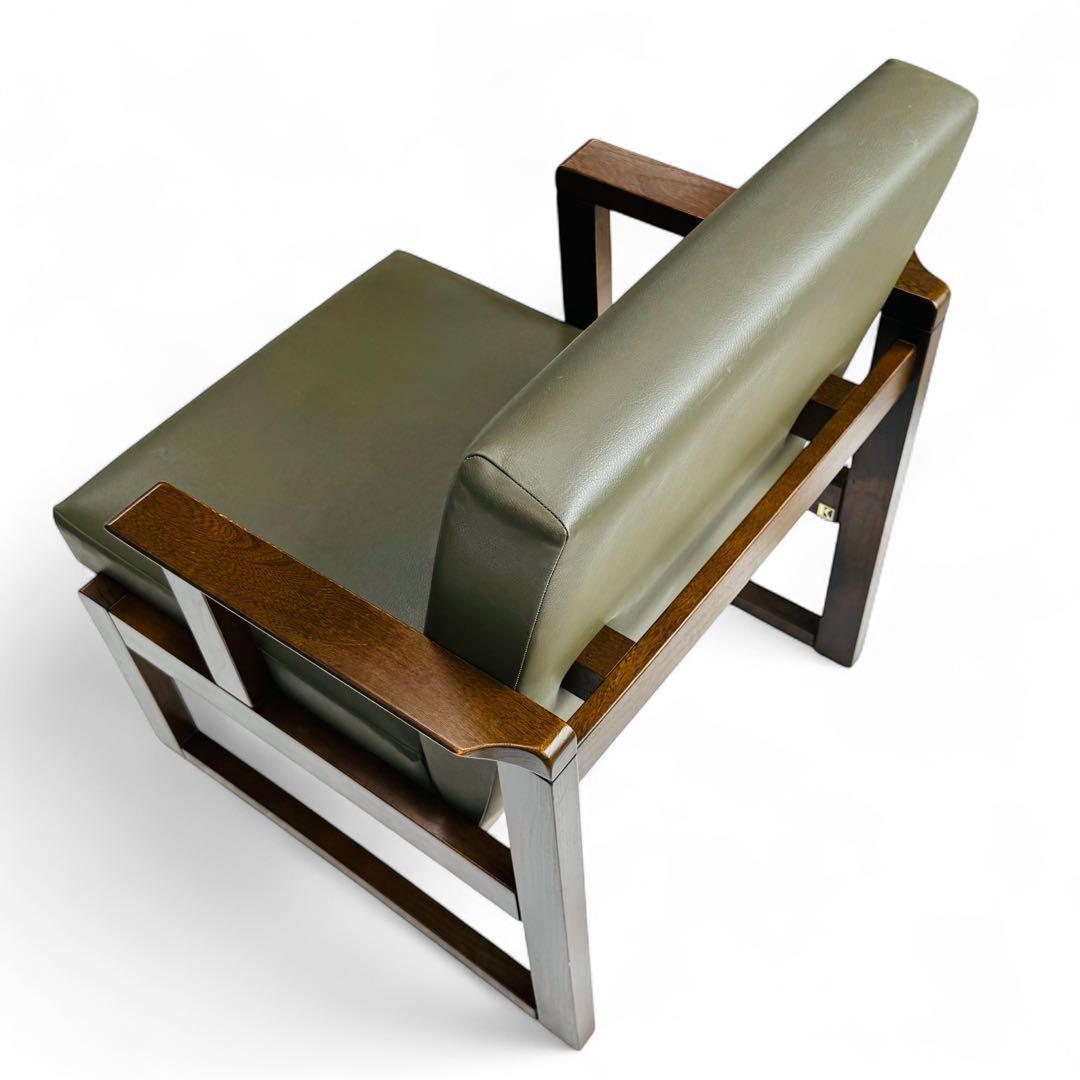 HIDA 飛騨産業 肘付き 椅子 アームチェア 1人掛けソファ 昭和レトロ 2