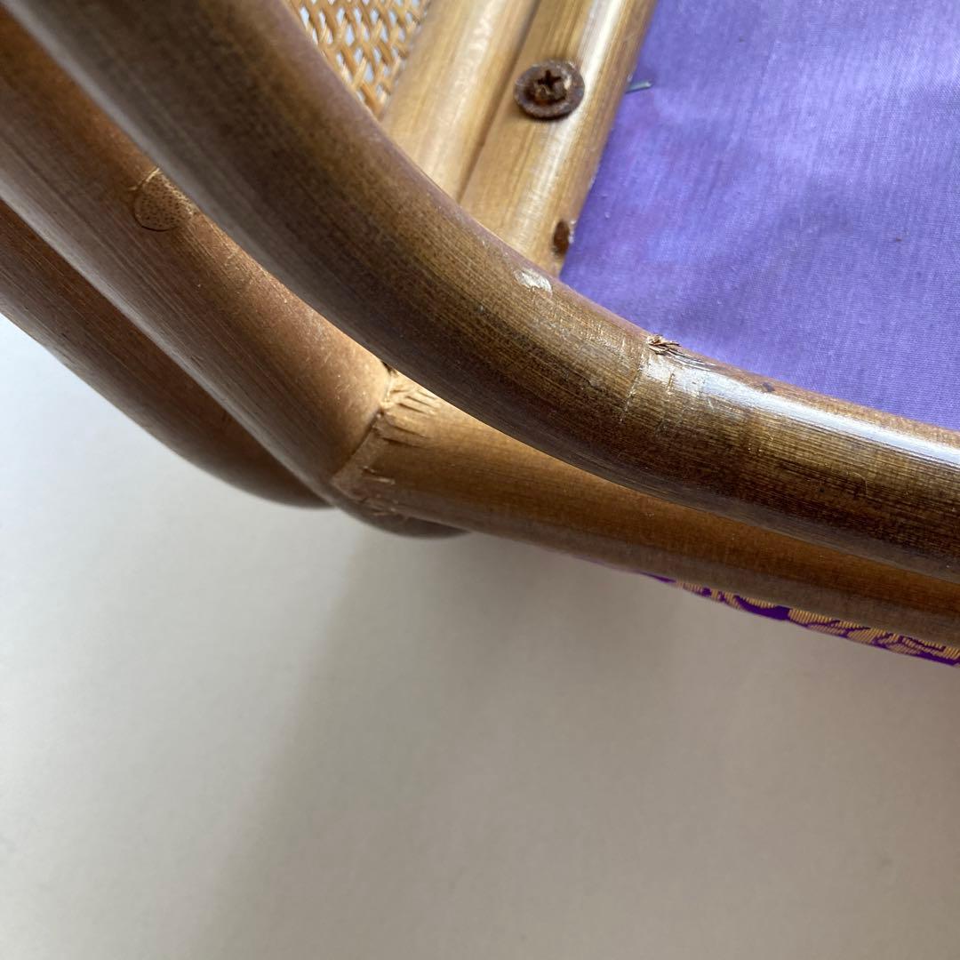 お仏壇用ラタンチェア 金襴座椅子アーム付きスツール