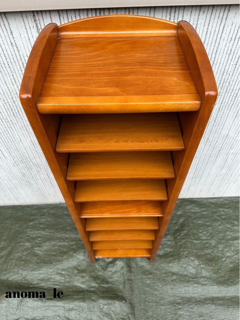 【シューズラック】国産　8段木製ラック　飾り台　ラタン　オールドカリモク◎