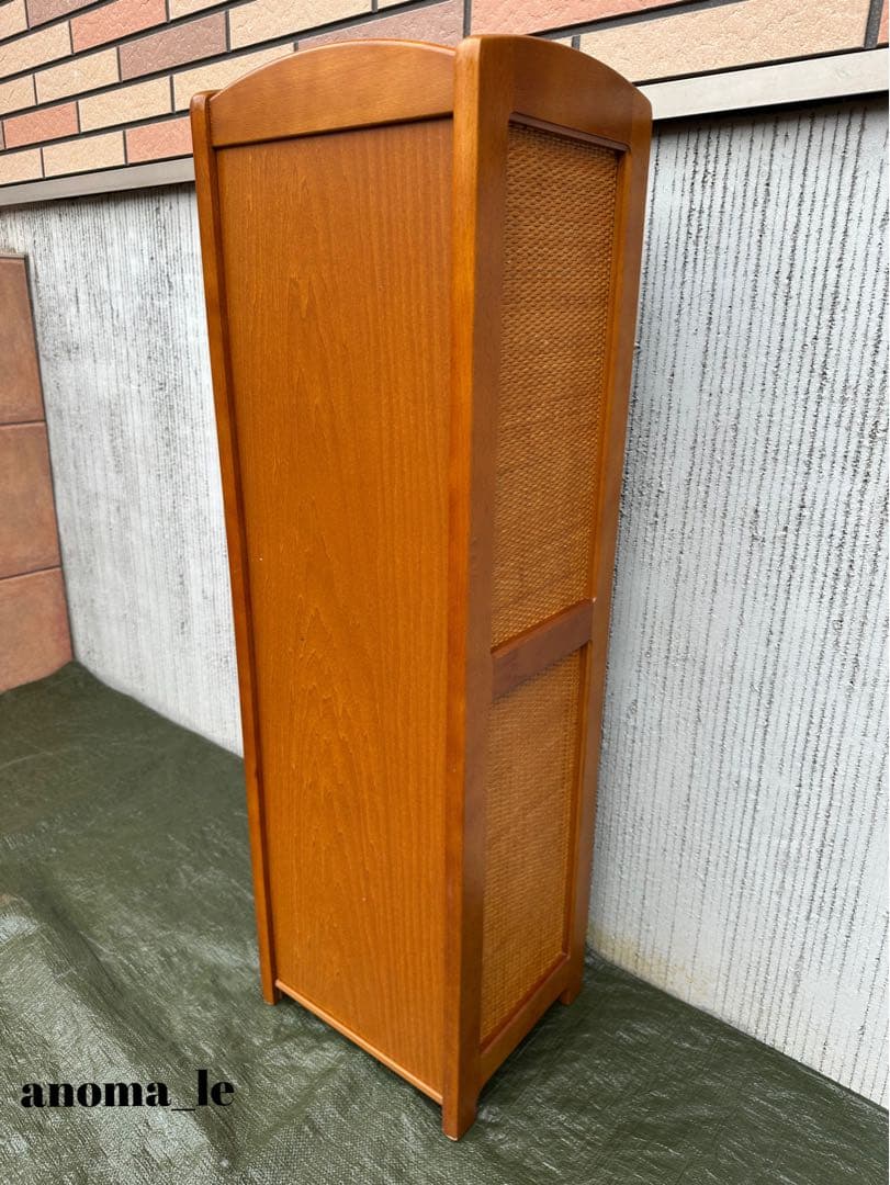 【シューズラック】国産　8段木製ラック　飾り台　ラタン　オールドカリモク◎