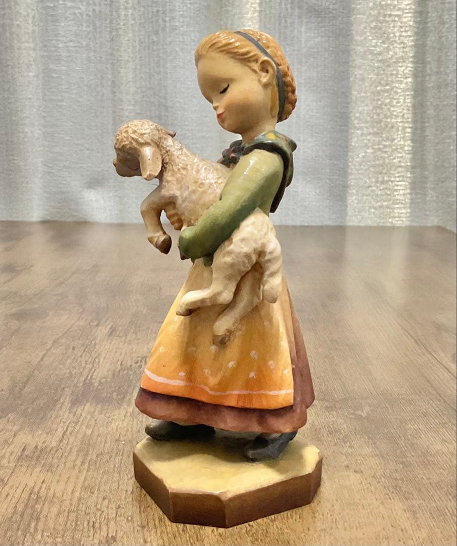 【限定2250体】アンリ/少女と子羊像/アンティーク置物