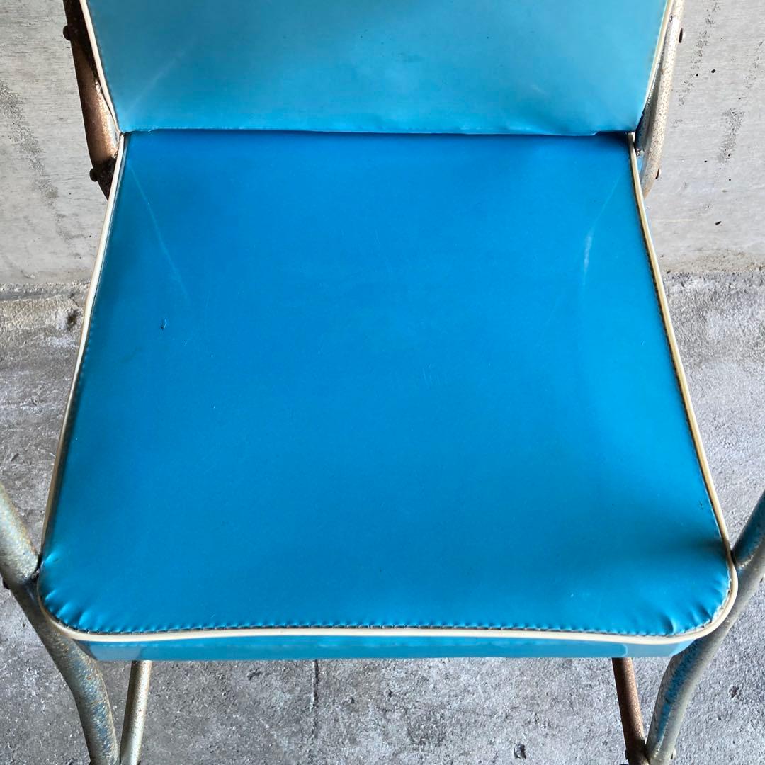 ベビーチェア 子供椅子 ハイチェア 家具 ビニール 青色 ポップ 昭和 レトロ