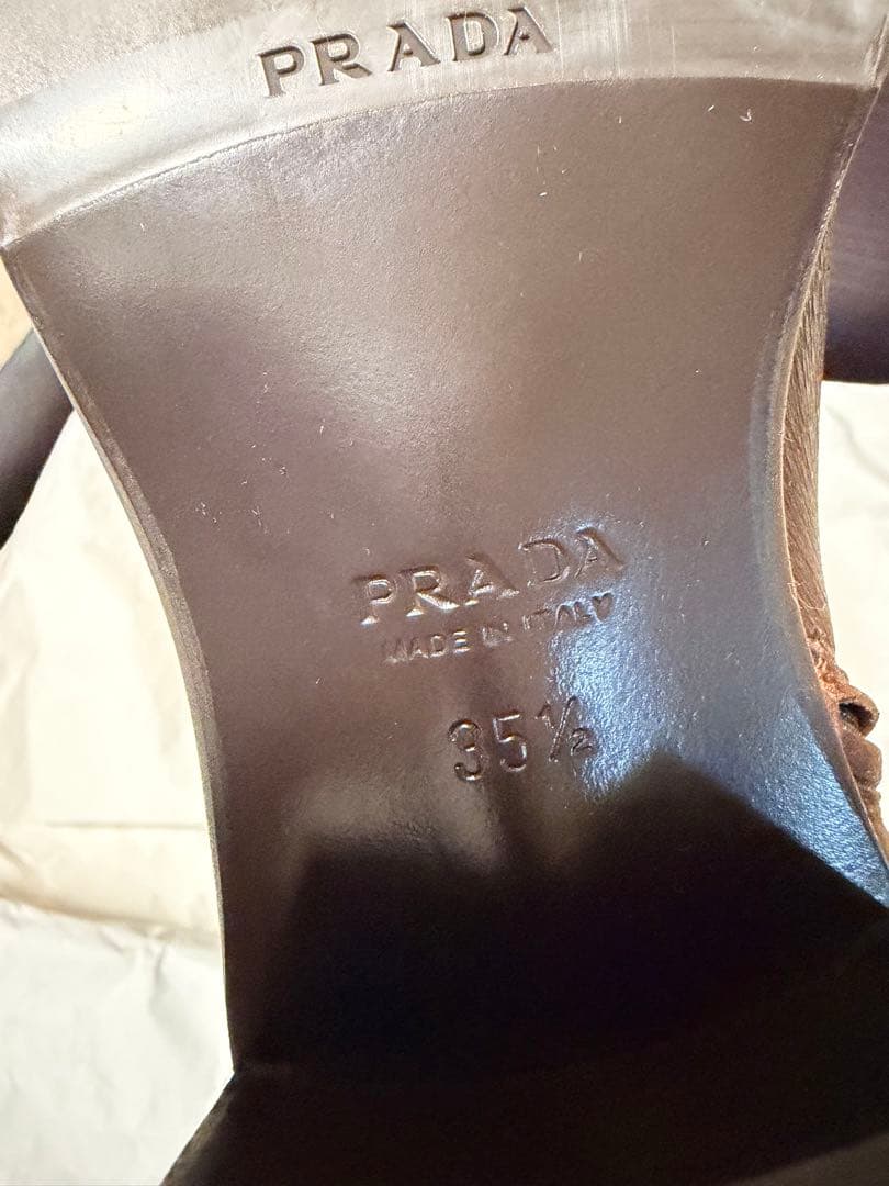 新品　PRADA ブラウン ロングブーツ　茶　シンプル35.5