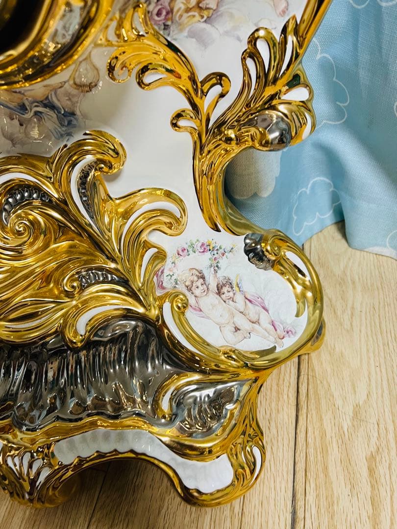 ✨ イタリア製 Ahura（アウラ） ゴールド 陶磁器エンゼル置時計