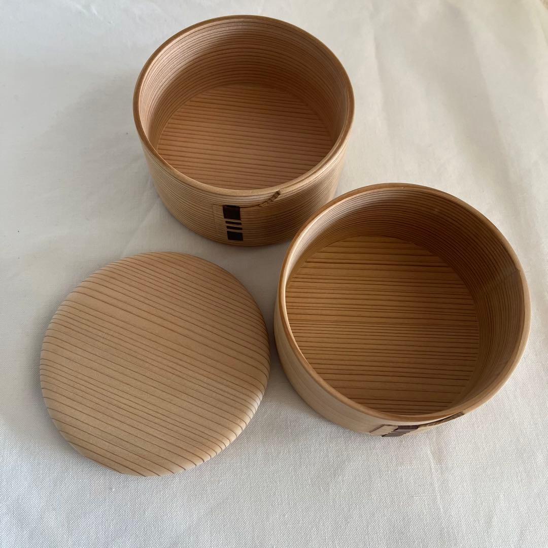 新品★秋田大館★柴田慶信商店 曲げわっぱ二段弁当箱 白木