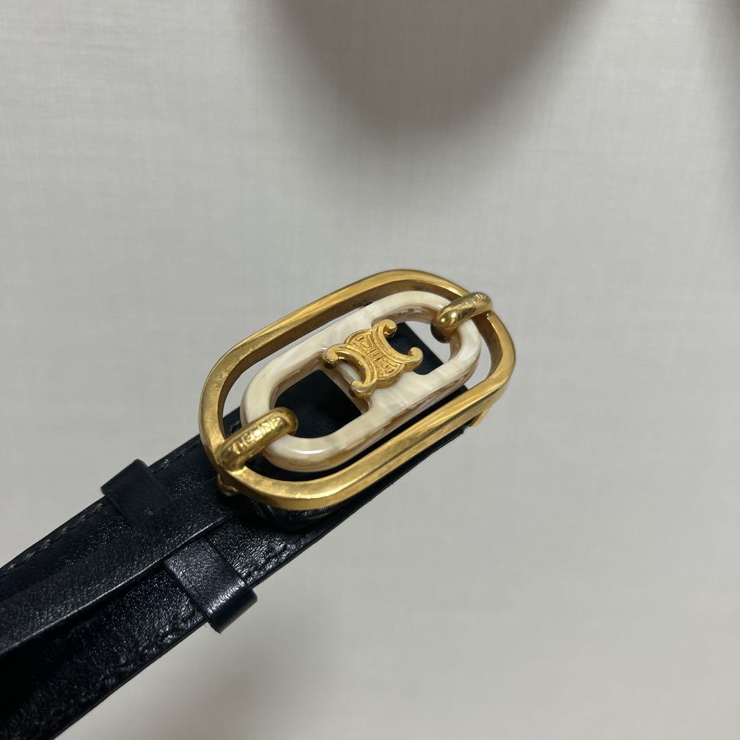 CELINE ブラックレザー ベルト　65
