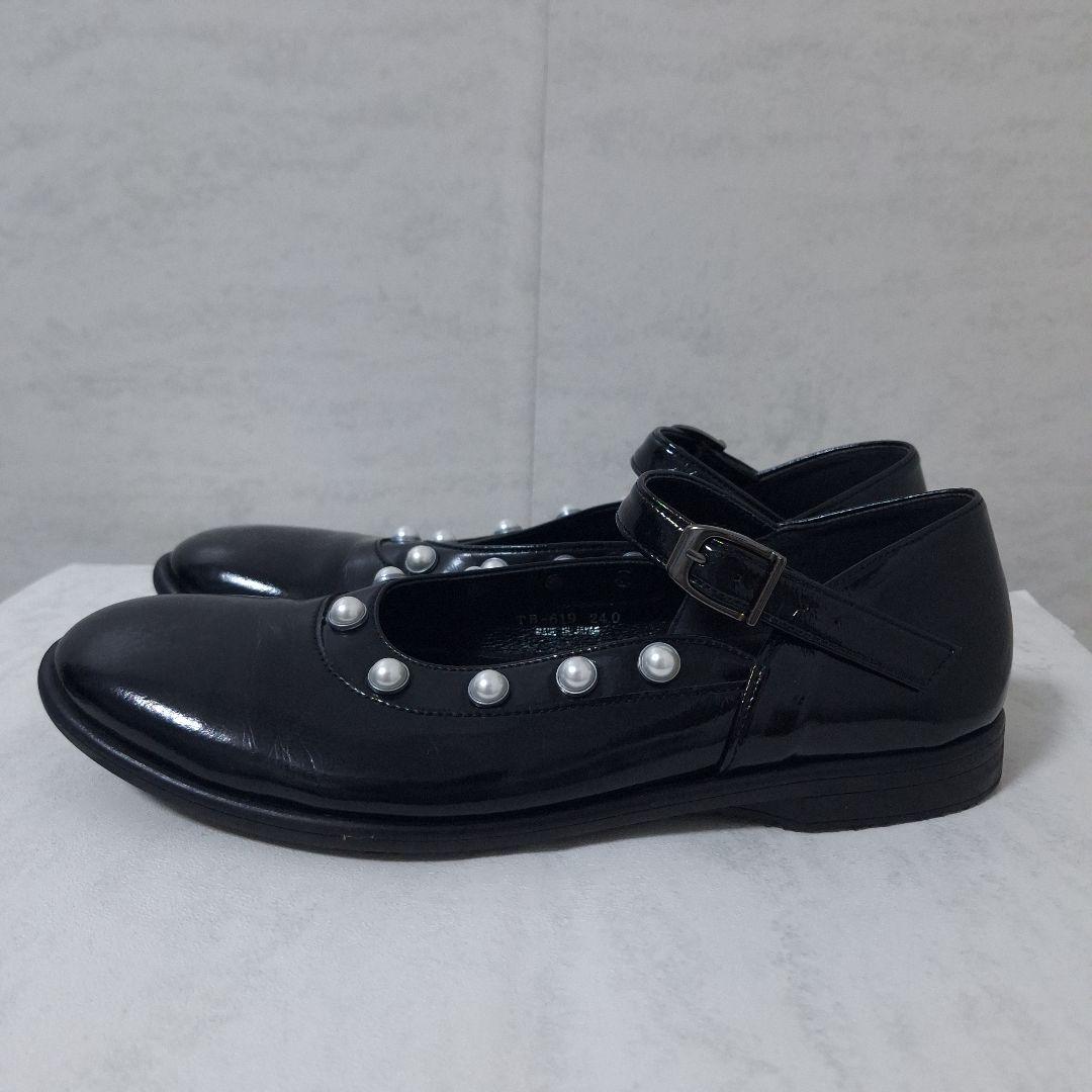 トーキョーボッパー パール メリージェーン フラットパンプス 黒 送