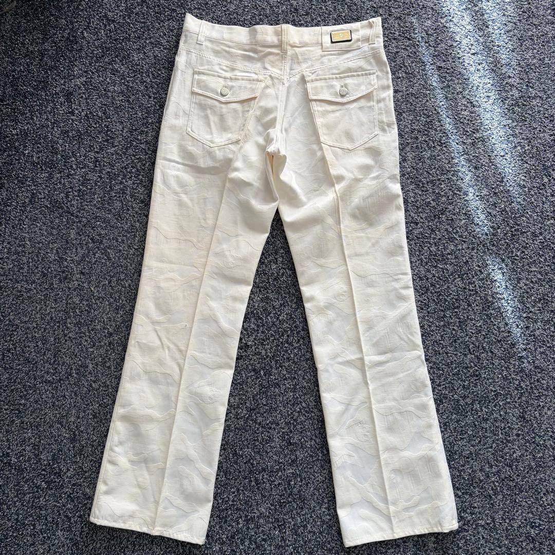 マークアンドロナ　総柄　カモフラ柄　ストレッチ　パンツ　ゴルフウェア　白　M