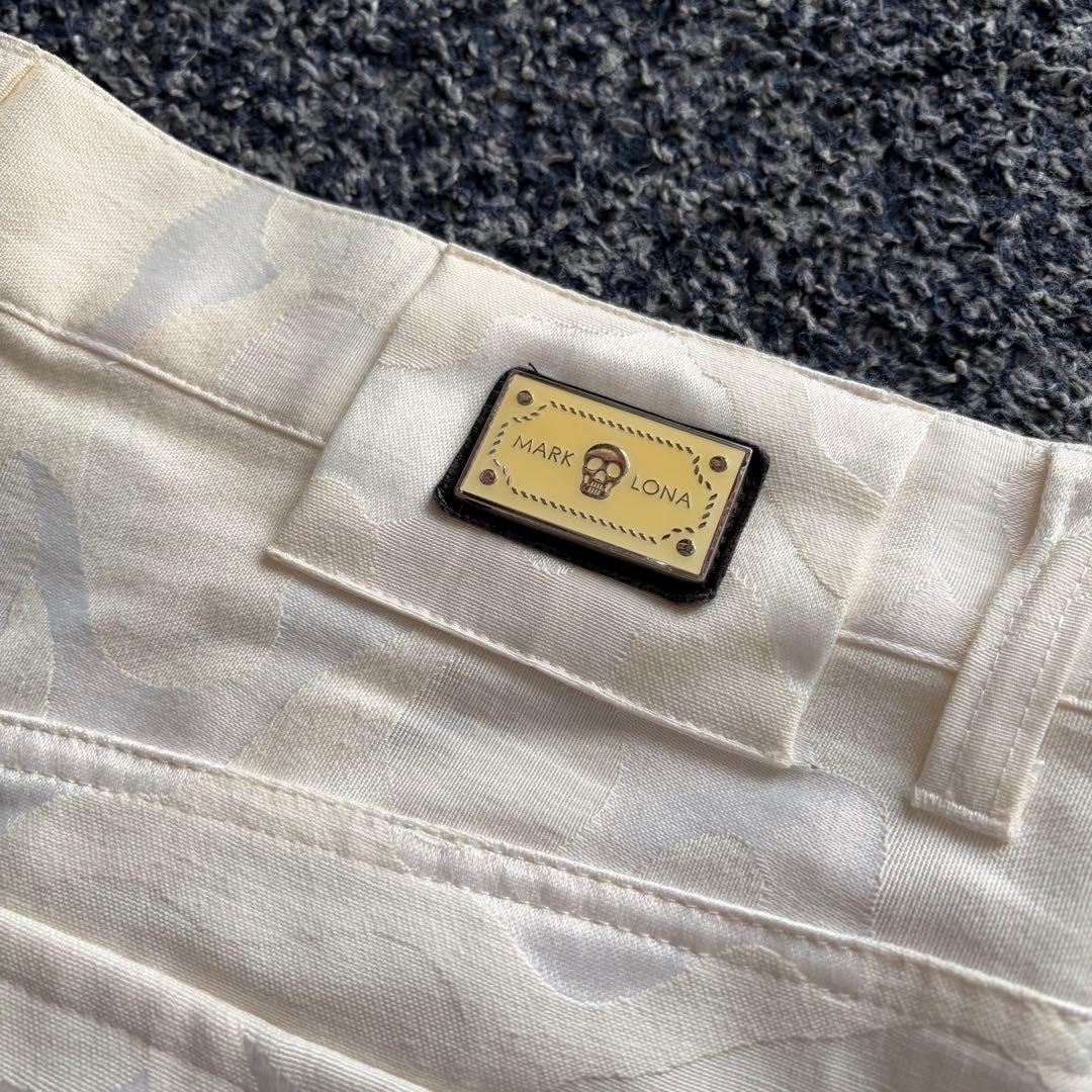 マークアンドロナ　総柄　カモフラ柄　ストレッチ　パンツ　ゴルフウェア　白　M