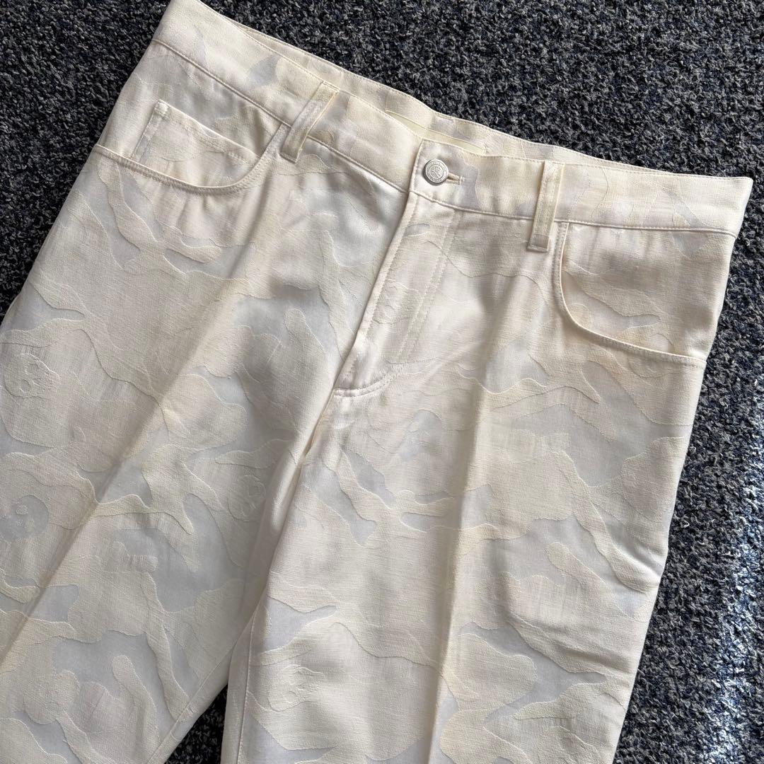 マークアンドロナ　総柄　カモフラ柄　ストレッチ　パンツ　ゴルフウェア　白　M