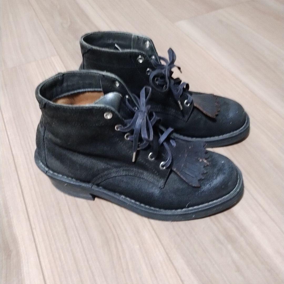 【BEAMS】フリンジ付ダークブラウンスエードワークブーツUS9