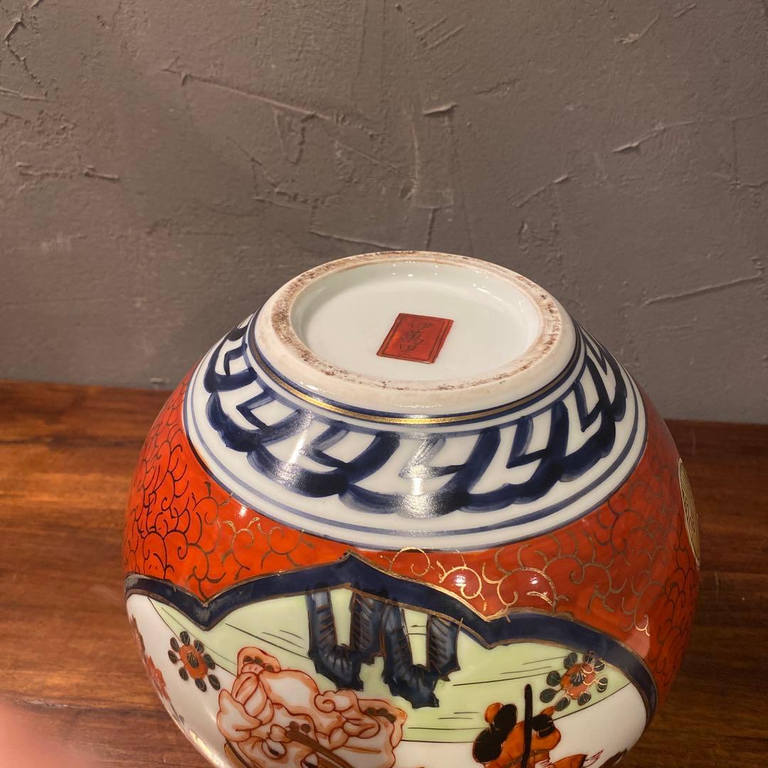 伊萬里 丸壺 骨董品 赤絵 呉須 花瓶 花器 コレクション 古伊万里様式