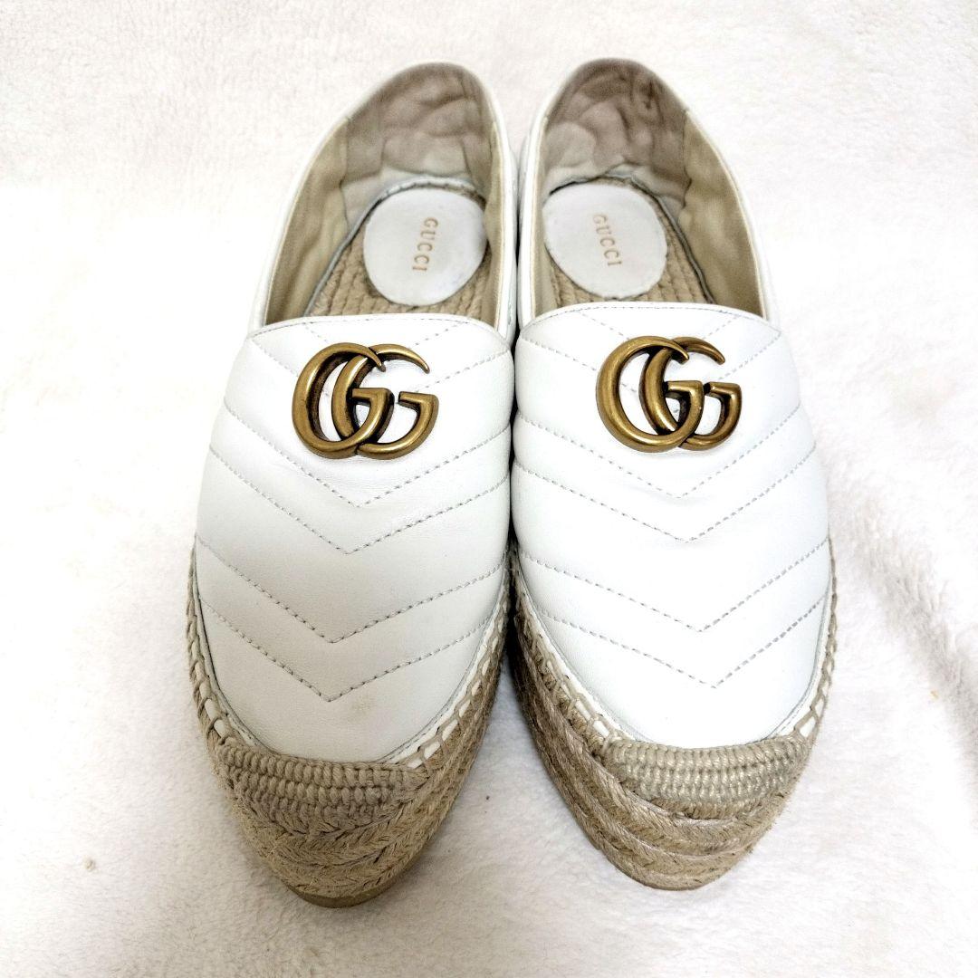 【美品】GUCCI グッチ エスパドリーユ GGマーモント 厚底 ミュール