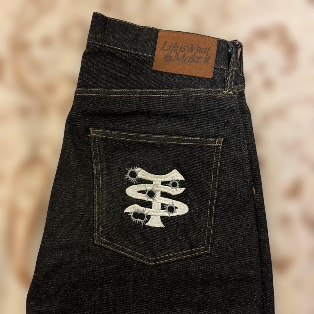 リジットバギーデニムパンツ ブラック XL 美品 That's life