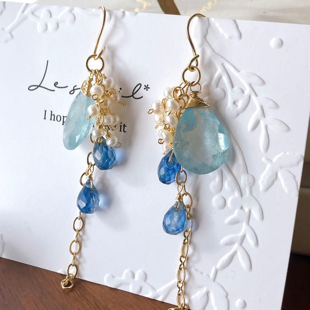 Kaya◆希少石✧大粒✧シンデレラアクアマリンチャーム✧あこや真珠