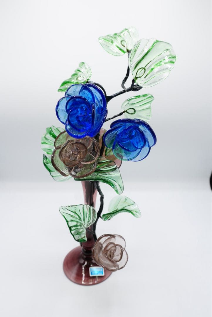 希少　琉球手づくりガラス　花瓶　薔薇　レイアウト式