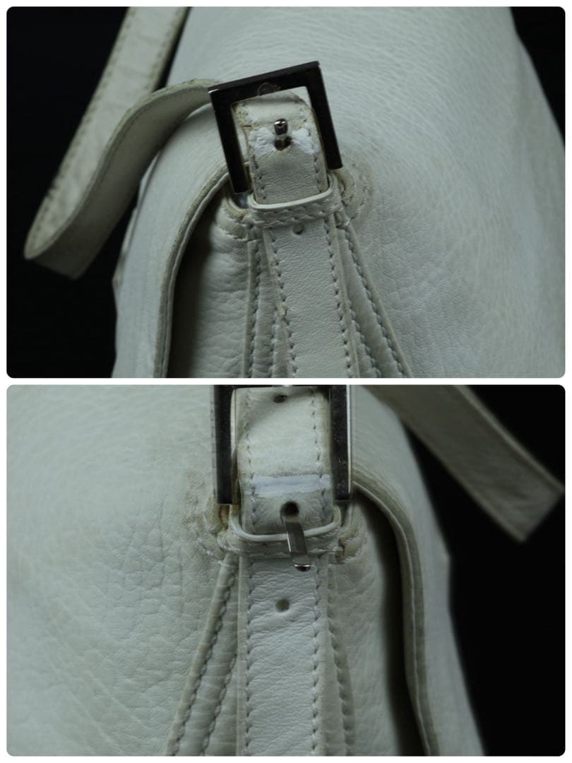 Fendi マンマバケット　ホワイトレザー ショルダーバッグ フラップ式