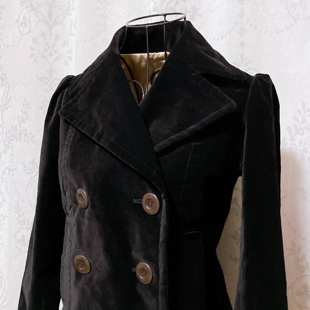 ベロア ジャケット 黒 ピーコート 平成ギャルy2k ダークコア nana 韓国