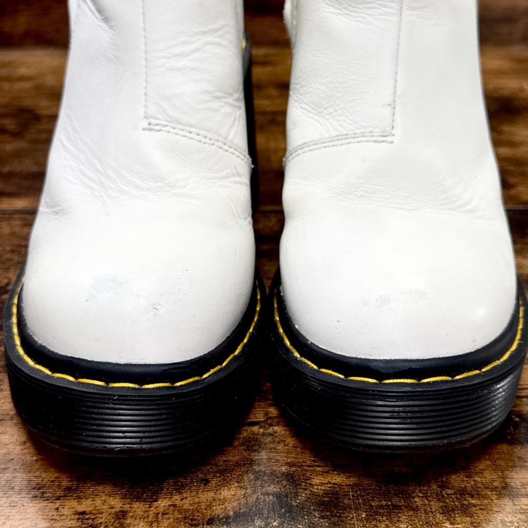 ☆即発 Dr.Martens ホワイトレザー チェルシーブーツ 厚底 サイドゴア